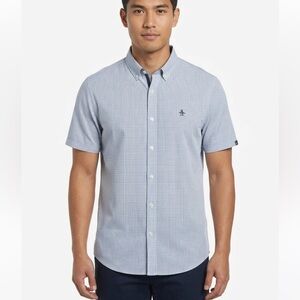 Original Penguin Men’s Casual Button Down Shirt Plaid Heritage Slim Fit Size L